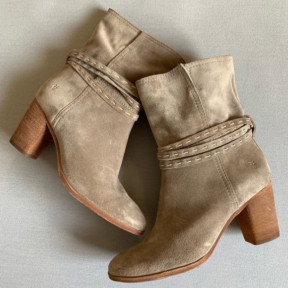 Frye Shoes - FRYE Naomi Pickstitch Ash Suede Mid Height Boots